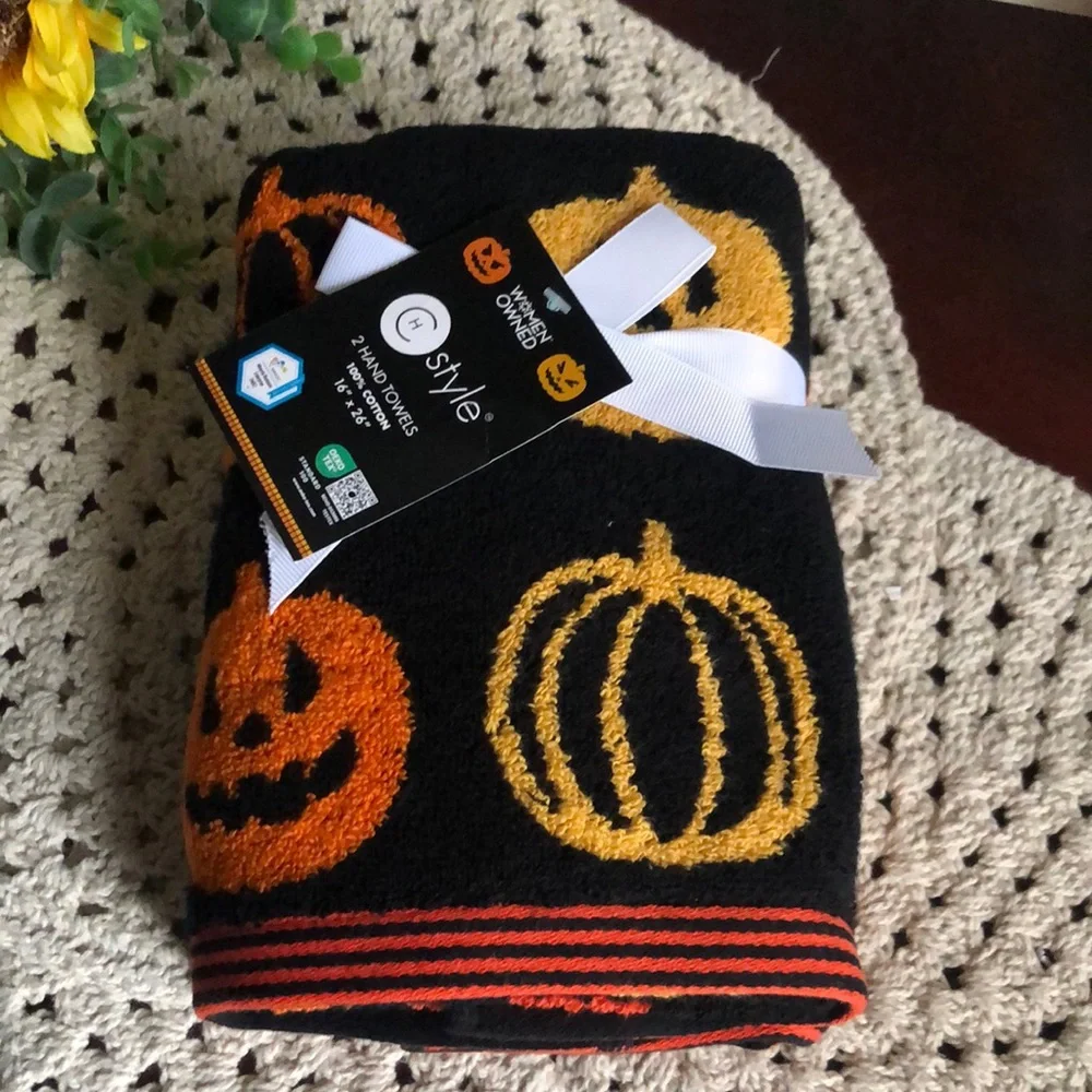 CH Style Halloween Pumpkin Hand Towels